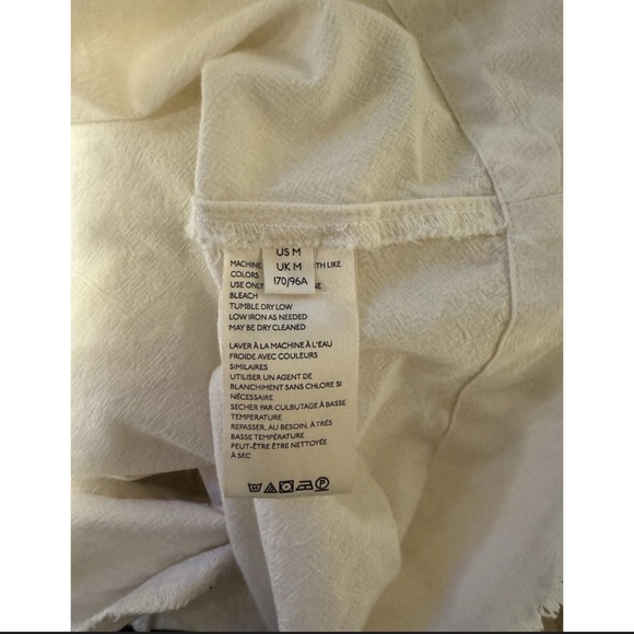 Free People Ivory Oversized Button-Up Shirt Mini Dress Raw Hem Cotton Size M - Picture 7 of 11